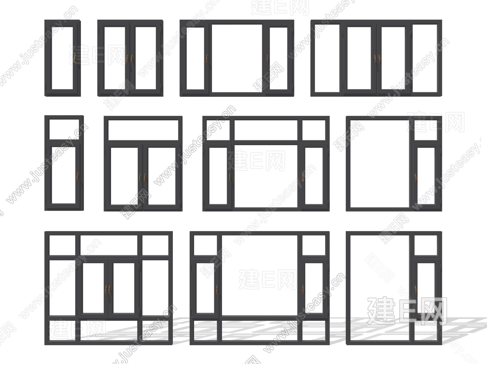 现代窗户组合sketchup模型