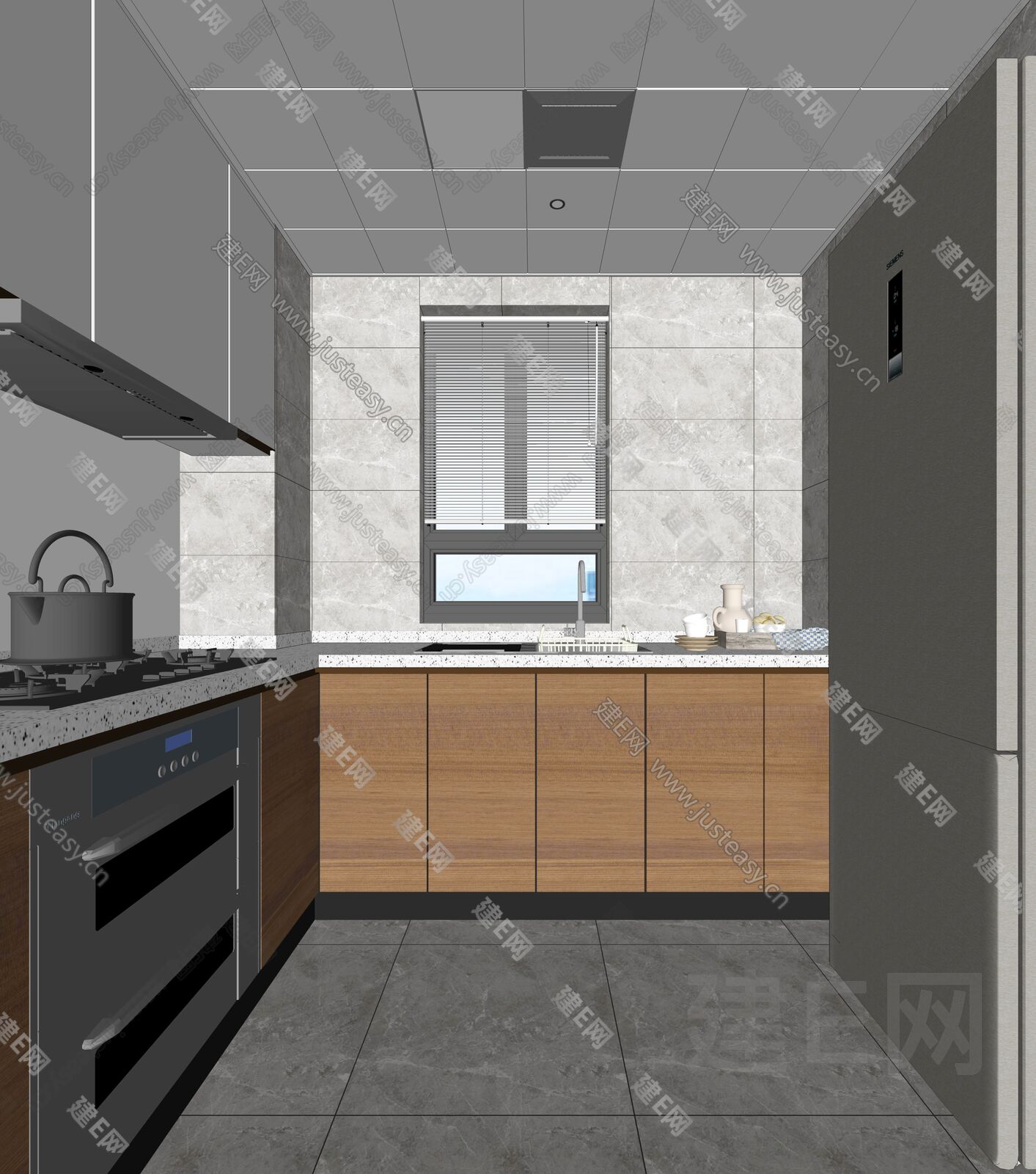 现代厨房模型SU模型下载[ID:114180647]_建e网su模型