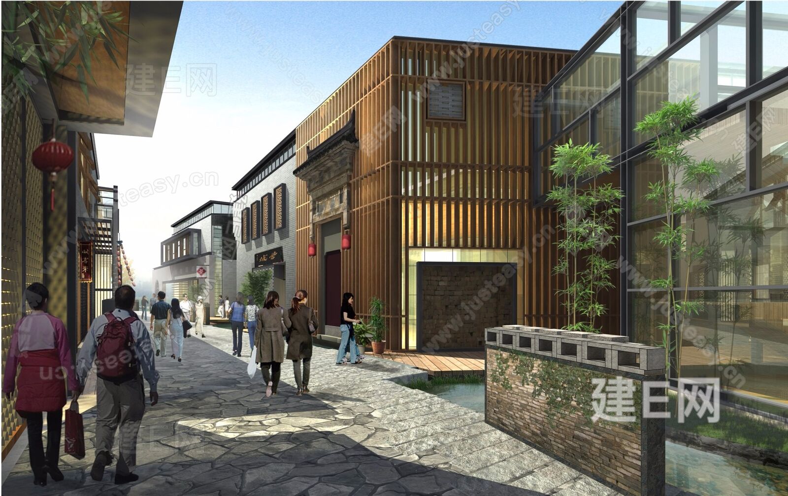新中式商业街模型SU模型下载[ID:115098147]_建e网su模型