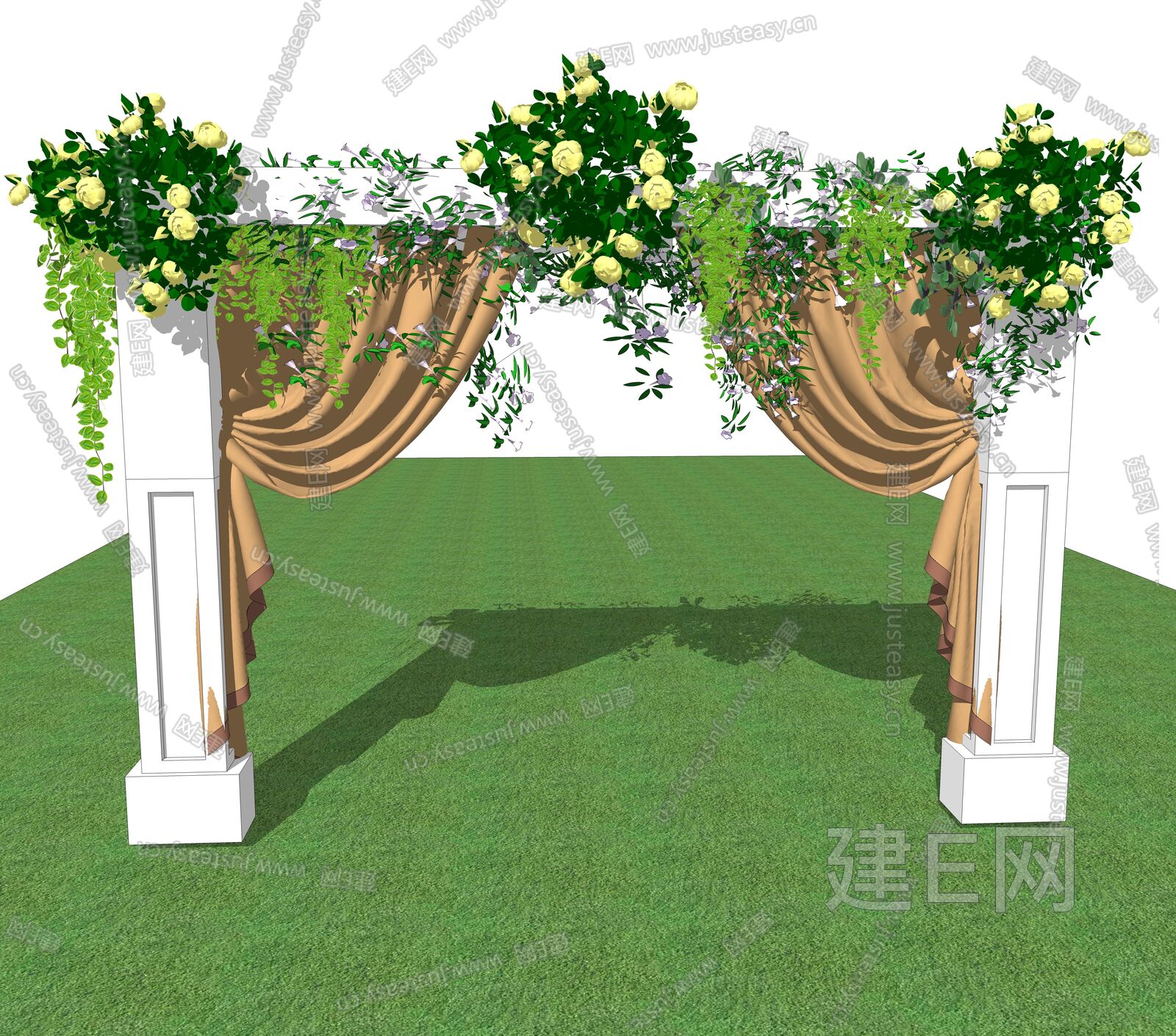 现代花架花拱门室外婚礼新娘新郎人物3D模型下载_ID10321530_3dmax免费模型-欧模网