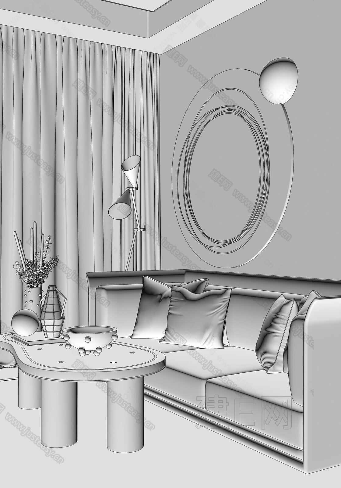BEYOUND 必扬设计 现代轻奢沙发茶几组合 3d模型