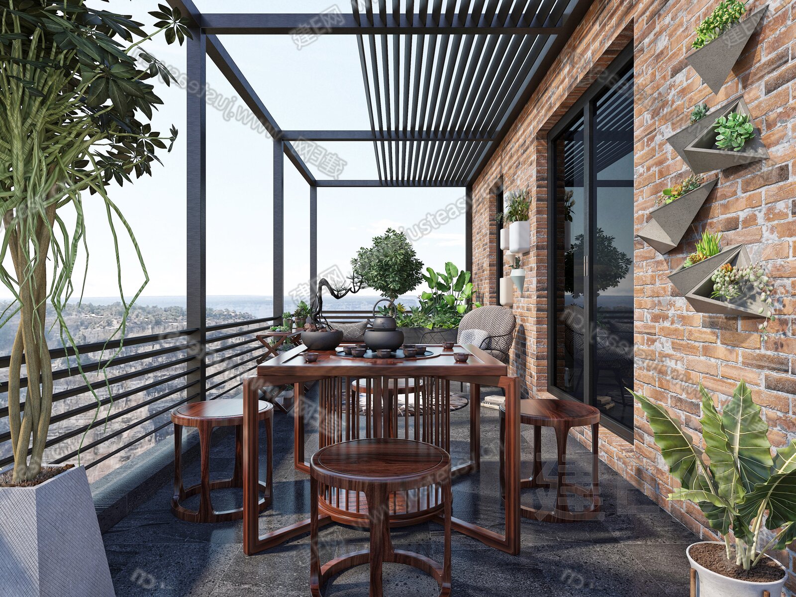 现代风格阳台 这样装 功能齐全还漂亮 - 斑马设计设计效果图 - 每平每屋·设计家