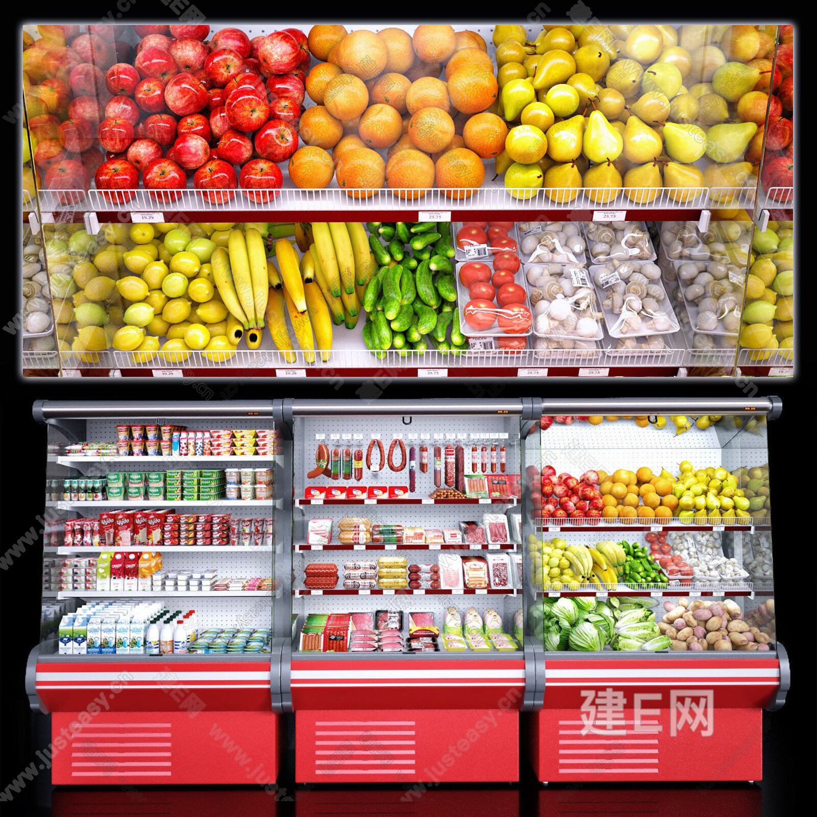 现代食品水果保鲜柜- 建E网3D模型下载网