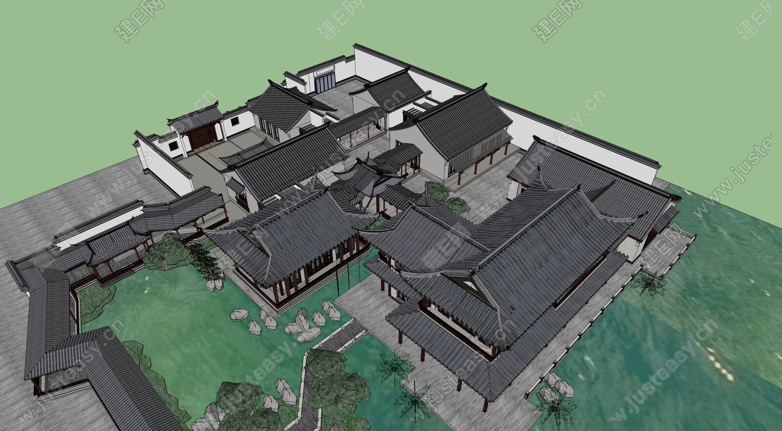 中式古建模型SU模型下载[ID:117064445]_建e网su模型