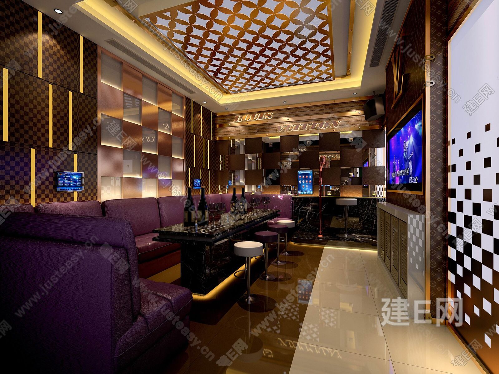 现代KTV包厢模型SU模型下载[ID:109986423]_建e网su模型