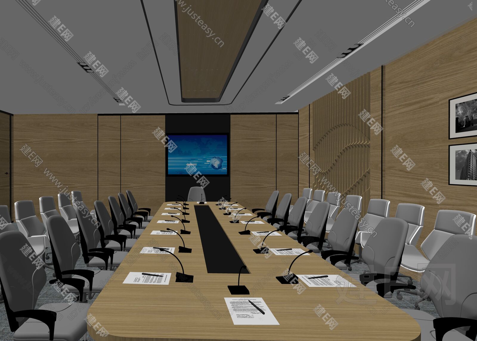 现代风格会议室 模型SU模型下载[ID:109986454]_建e网su模型