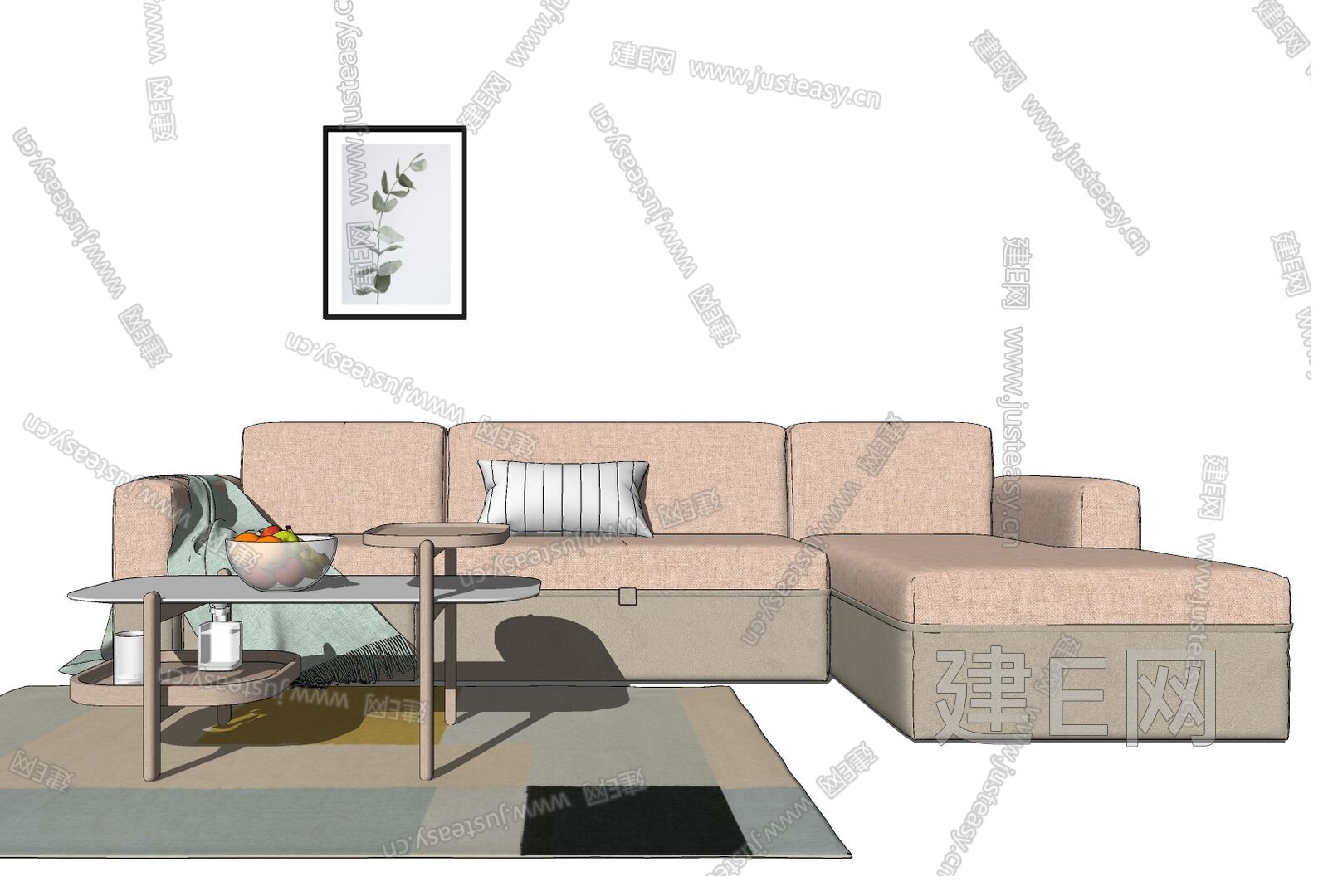 北欧沙发茶几组合模型SU模型下载[ID:109789929]_建e网su模型