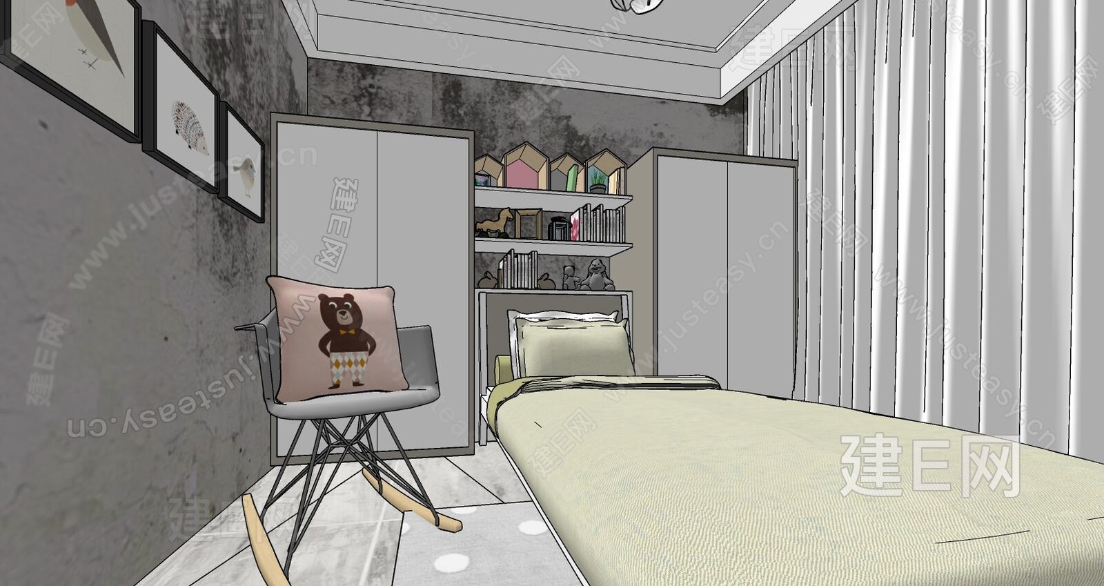 现代家装设计方案模型SU模型下载[ID:109789732]_建E室内设计网