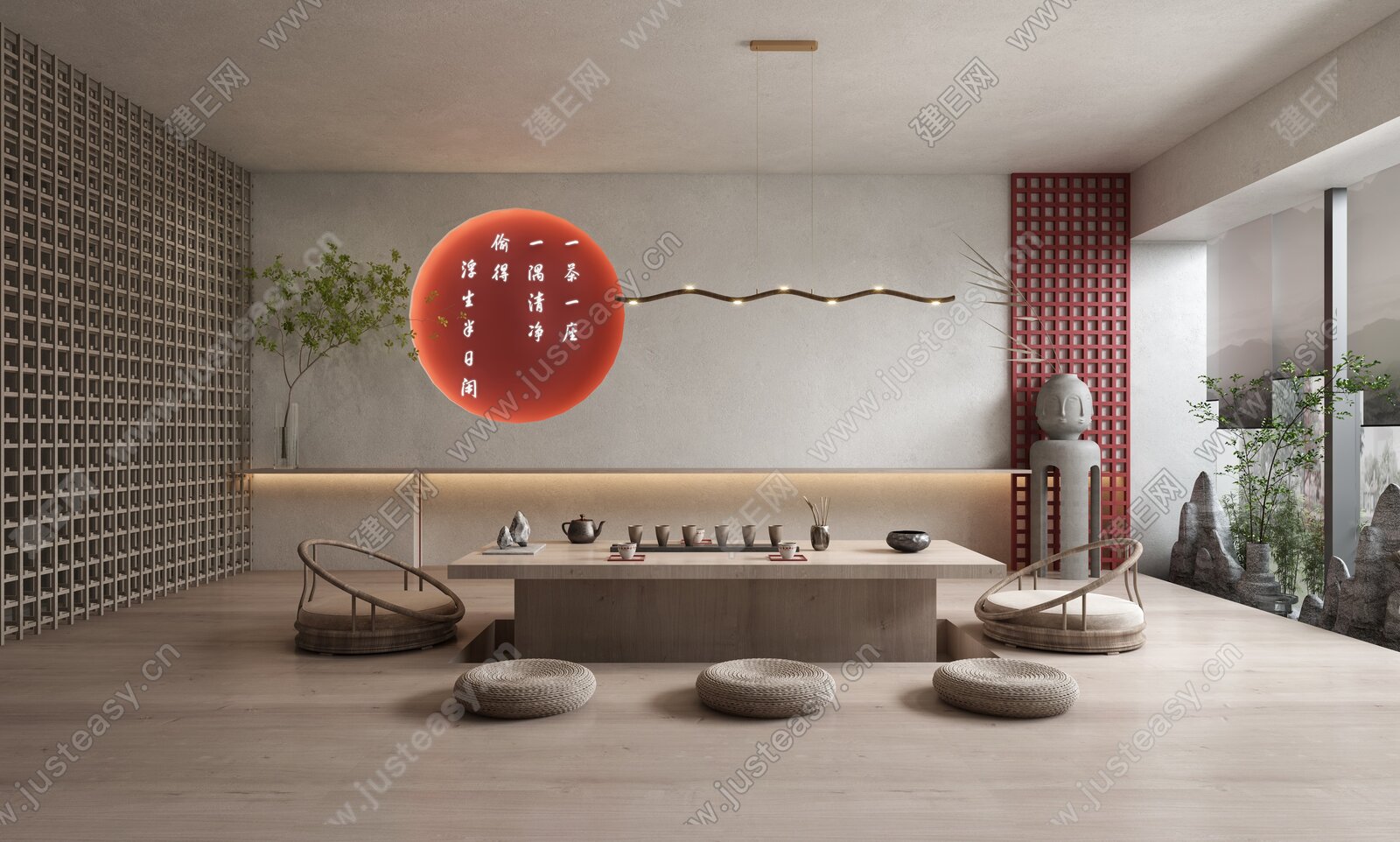 【现代侘寂风茶室3d模型】建e网_现代侘寂风茶室3d模型下载[ID:113592558]_打造3d现代侘寂风茶室模型免费下载平台