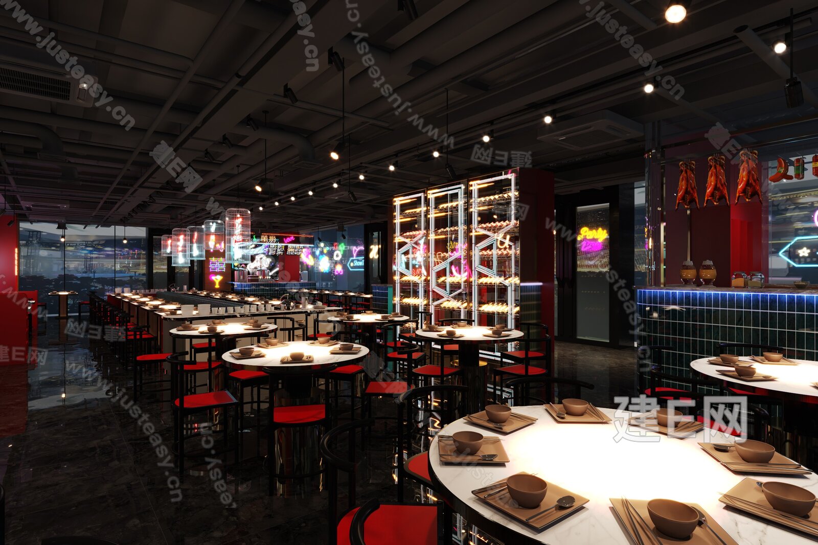 新中式火锅店3d模型下载[ID:113330383]_建e网3d模型