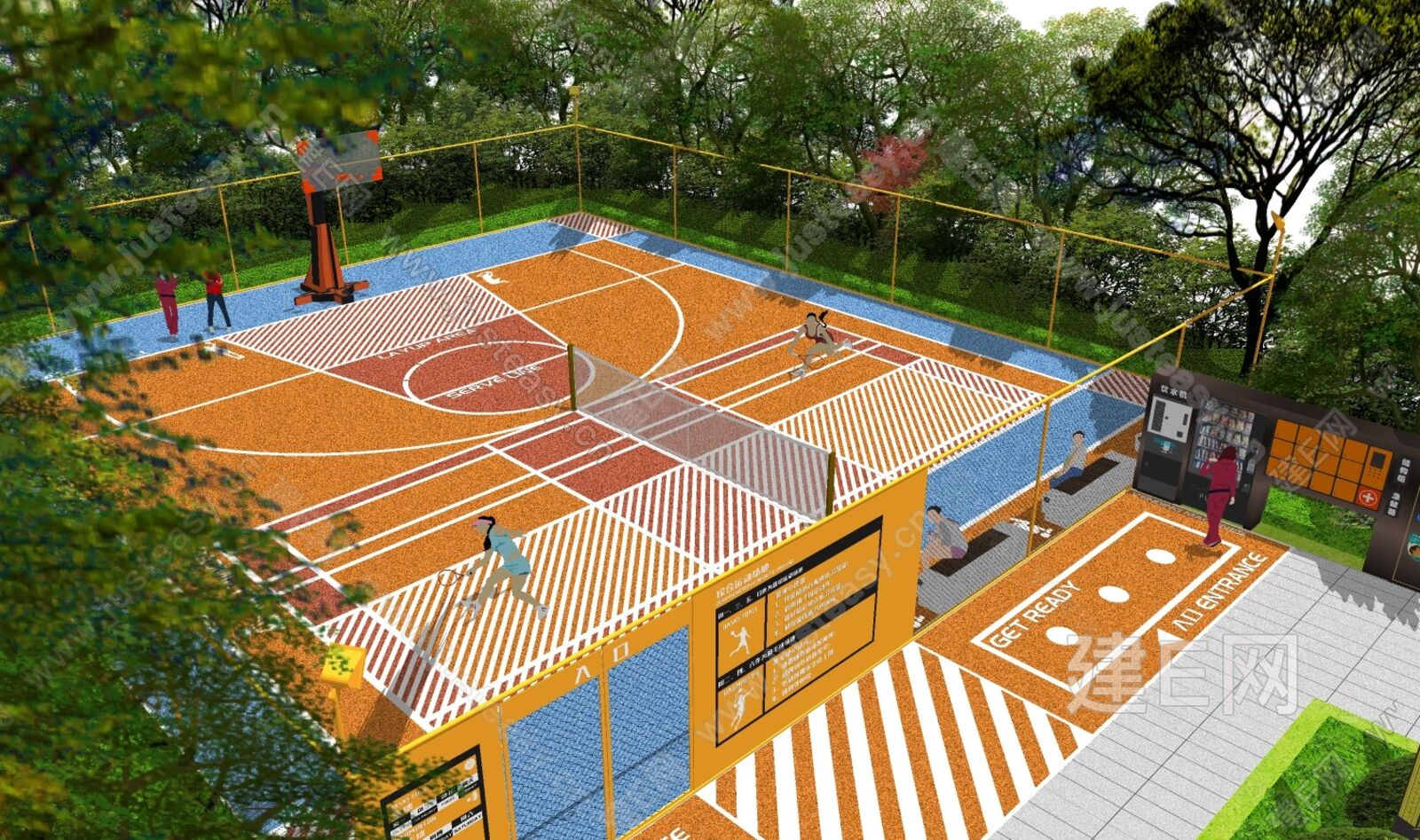 工装篮球场效果图案例表现|空间|商业空间设计|叶雨小可爱_原创作品-站酷ZCOOL