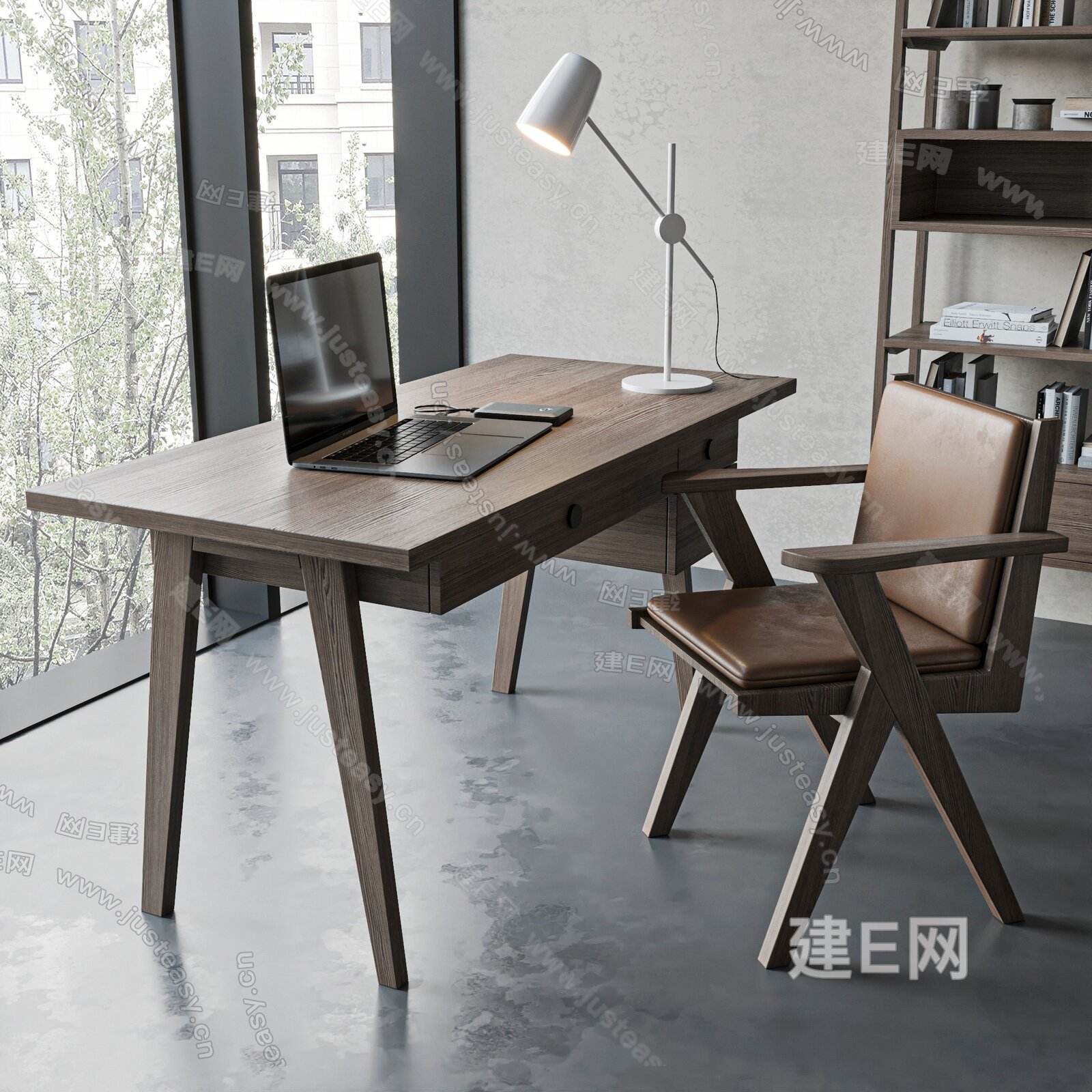 现代书桌椅组合3d模型下载115296409_3d现代书桌椅组合模型下载_3d现代书桌椅组合max模型免费下载_建E室内设计网