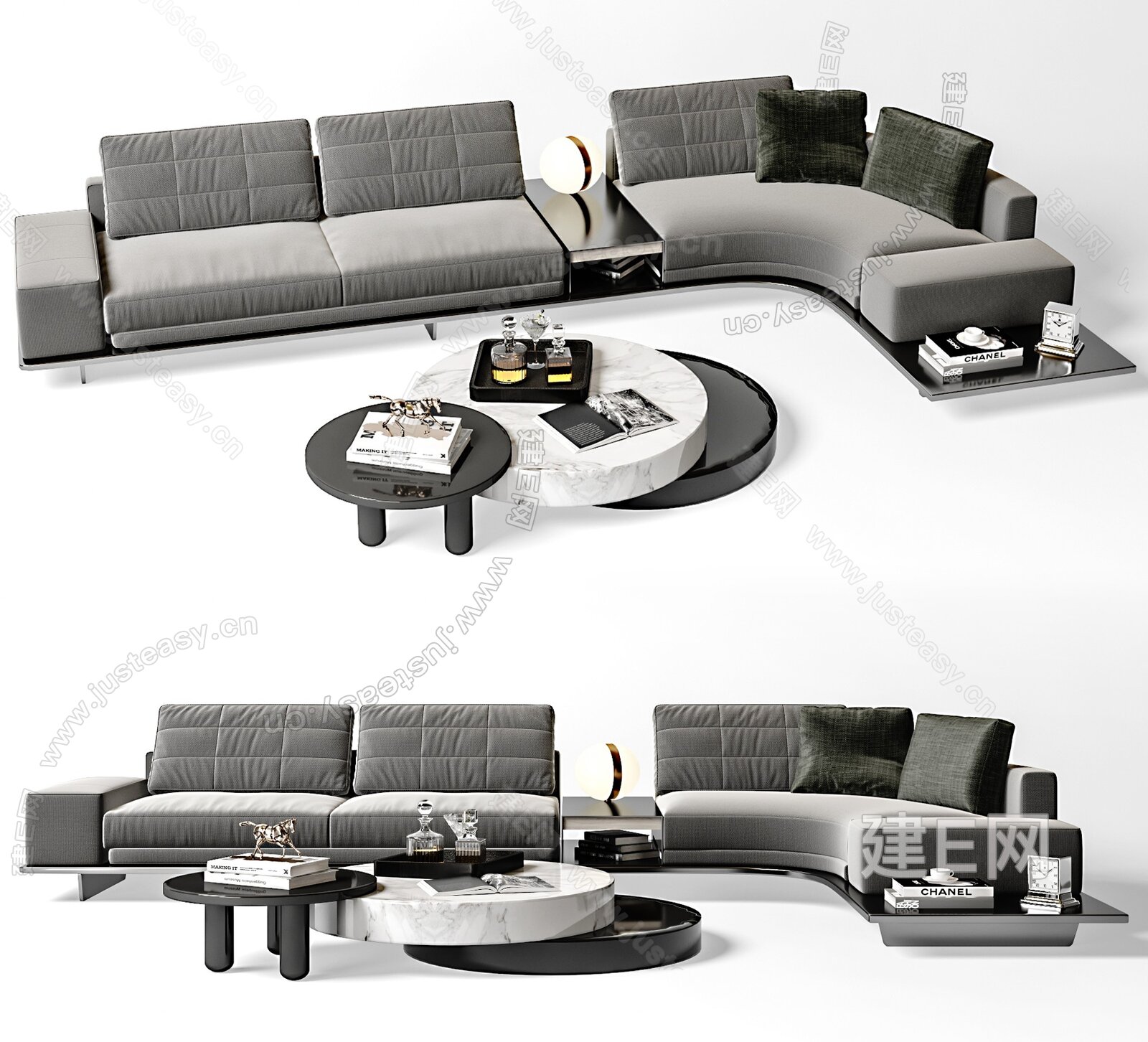 意大利 Minotti 现代沙发茶几组合模型SU模型下载[ID:110643227]_建e网su模型