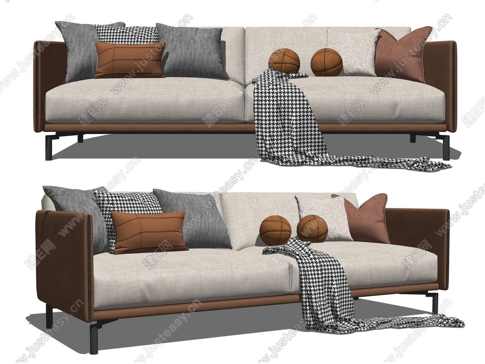 MonsenHome 现代棉麻客厅双人沙发_设计素材库免费下载-美间设计