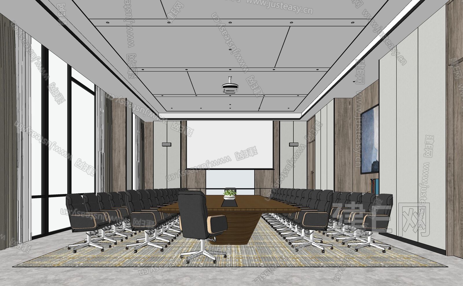 现代会议室模型SU模型下载[ID:112149127]_建e网su模型