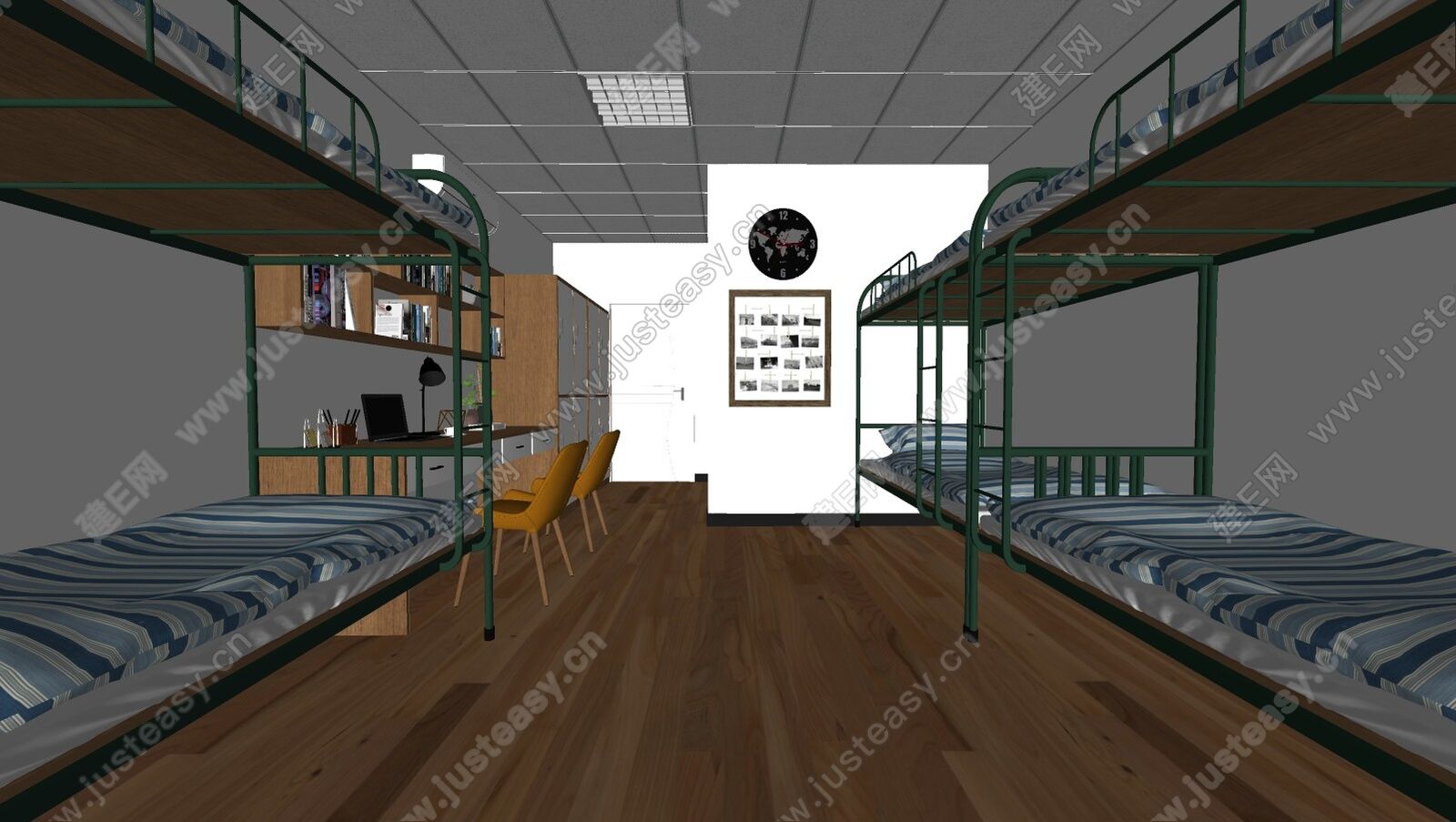 现代学校宿舍-sketchup模型_sketchup模型库_建E室内设计网!