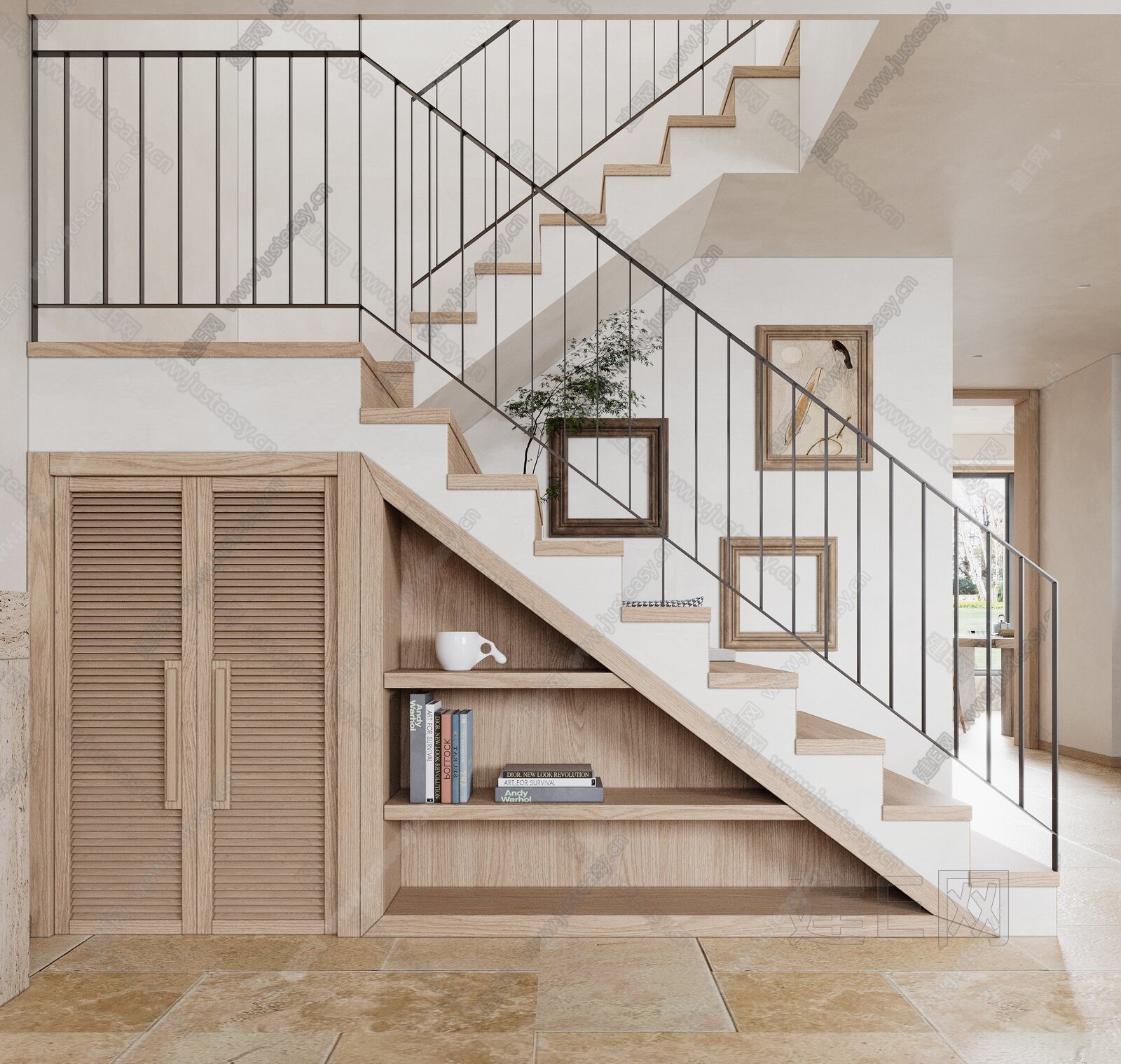 2017美式风格别墅家装实木楼梯护栏装修效果图 – 设计本装修效果图