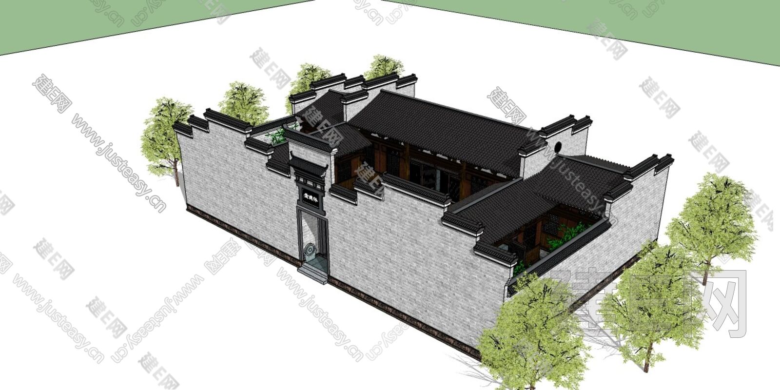 中式古建模型模型SU模型下载[ID:112542450]_建E室内设计网
