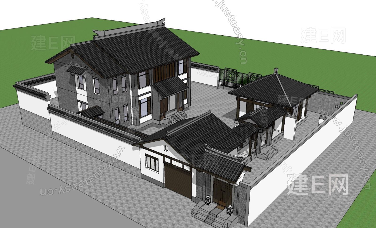 中式古建模型模型SU模型下载[ID:112542418]_建e网su模型