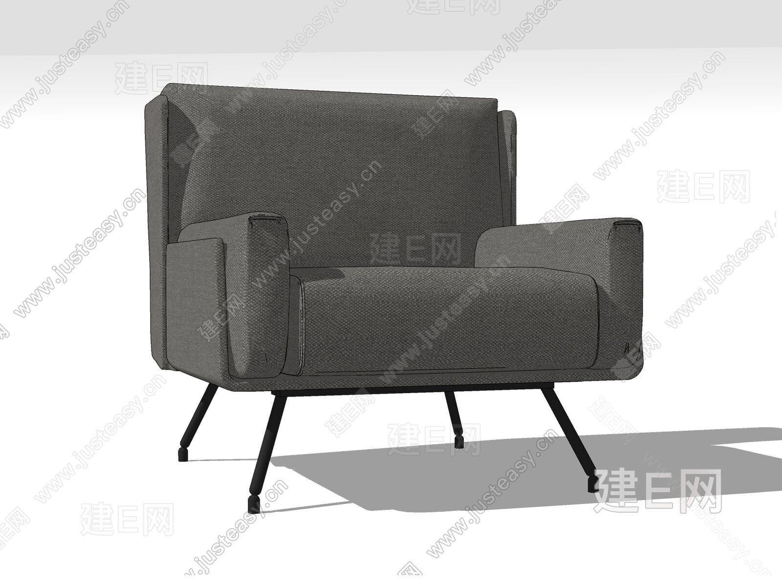 现代休闲椅 布艺模型SU模型下载[ID:112280276]_建e网su模型