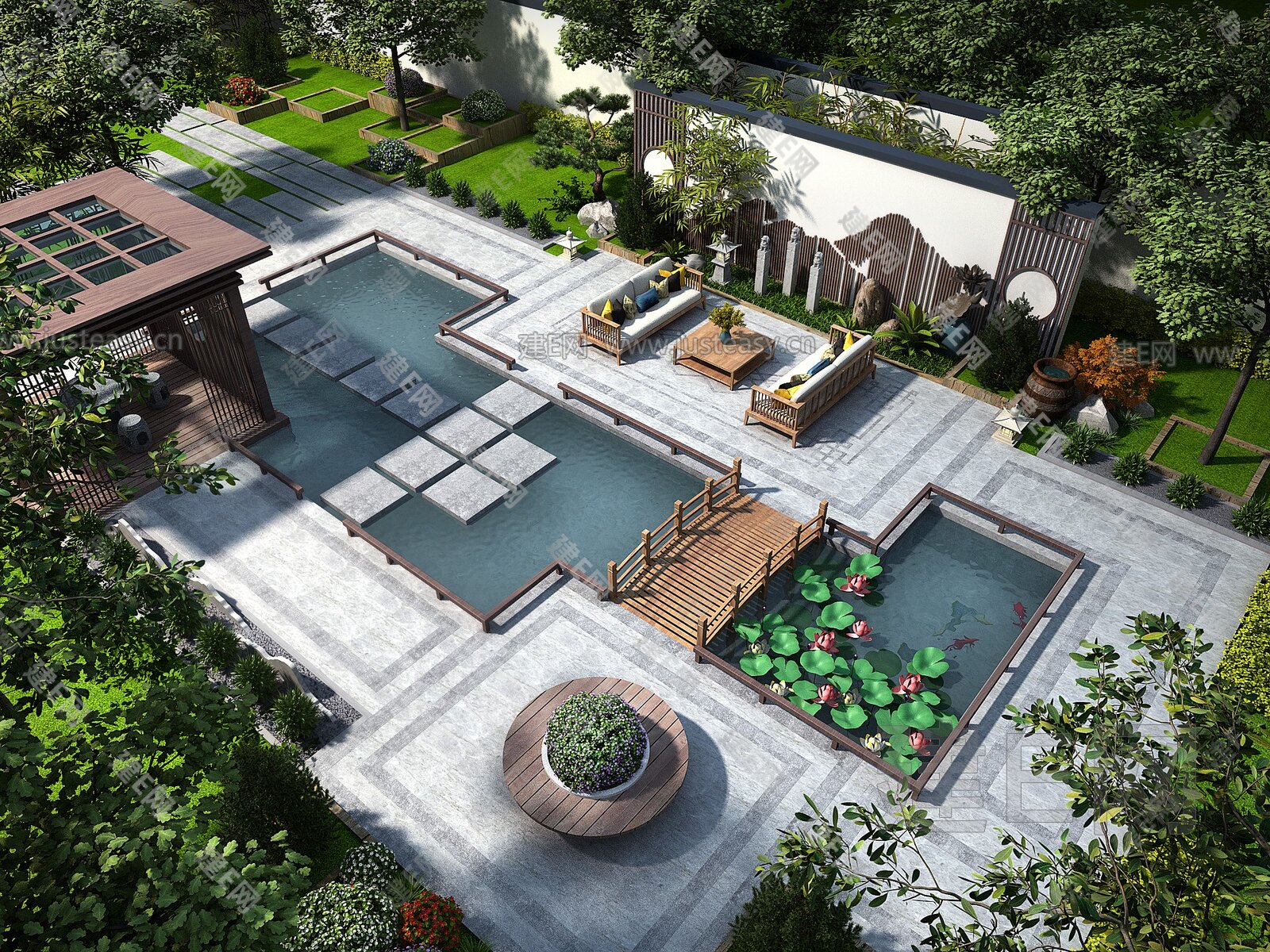 新中式庭院 - kddq设计效果图 - 每平每屋·设计家