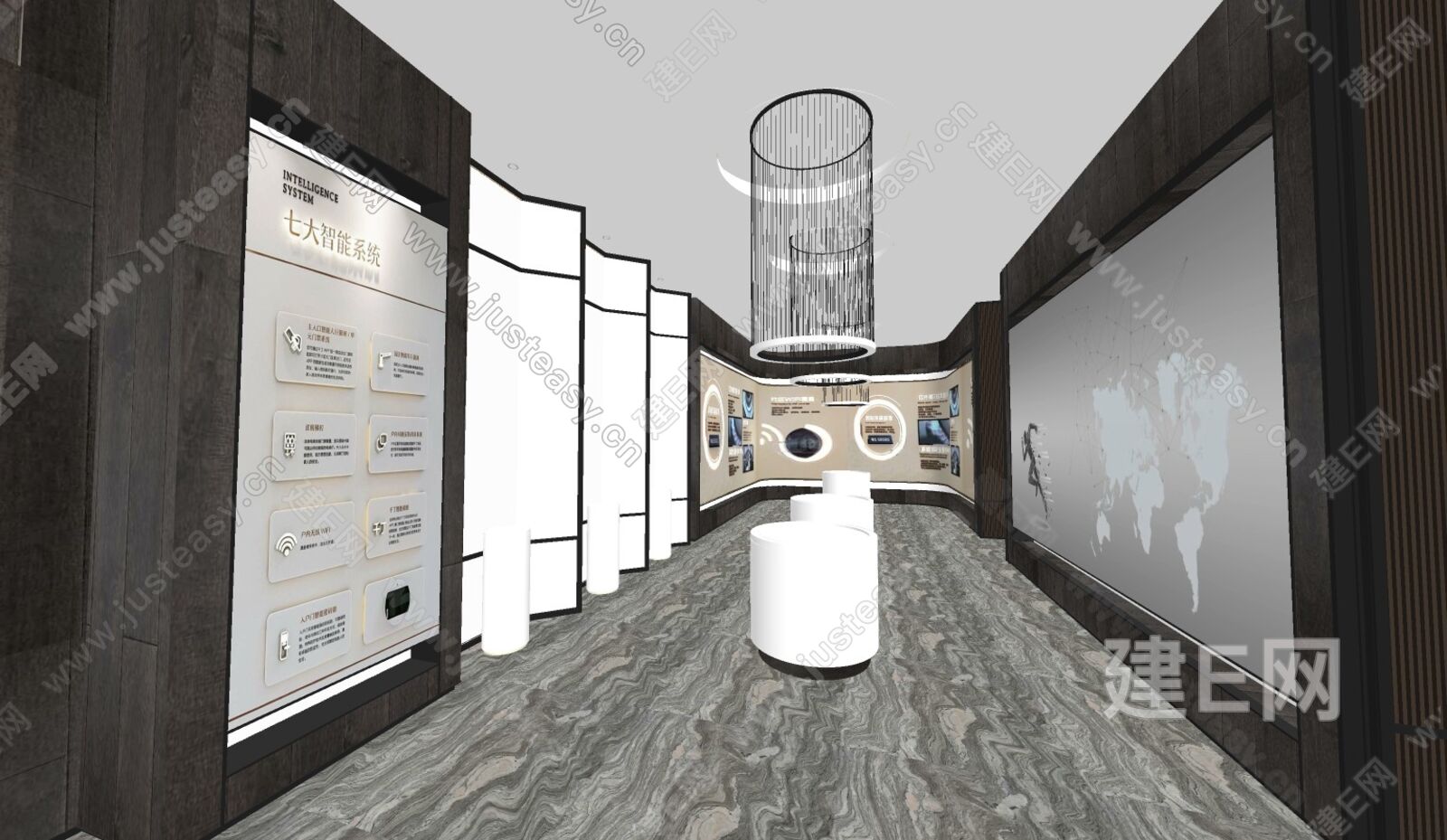 现代展厅模型SU模型下载[ID:113000979]_建E室内设计网