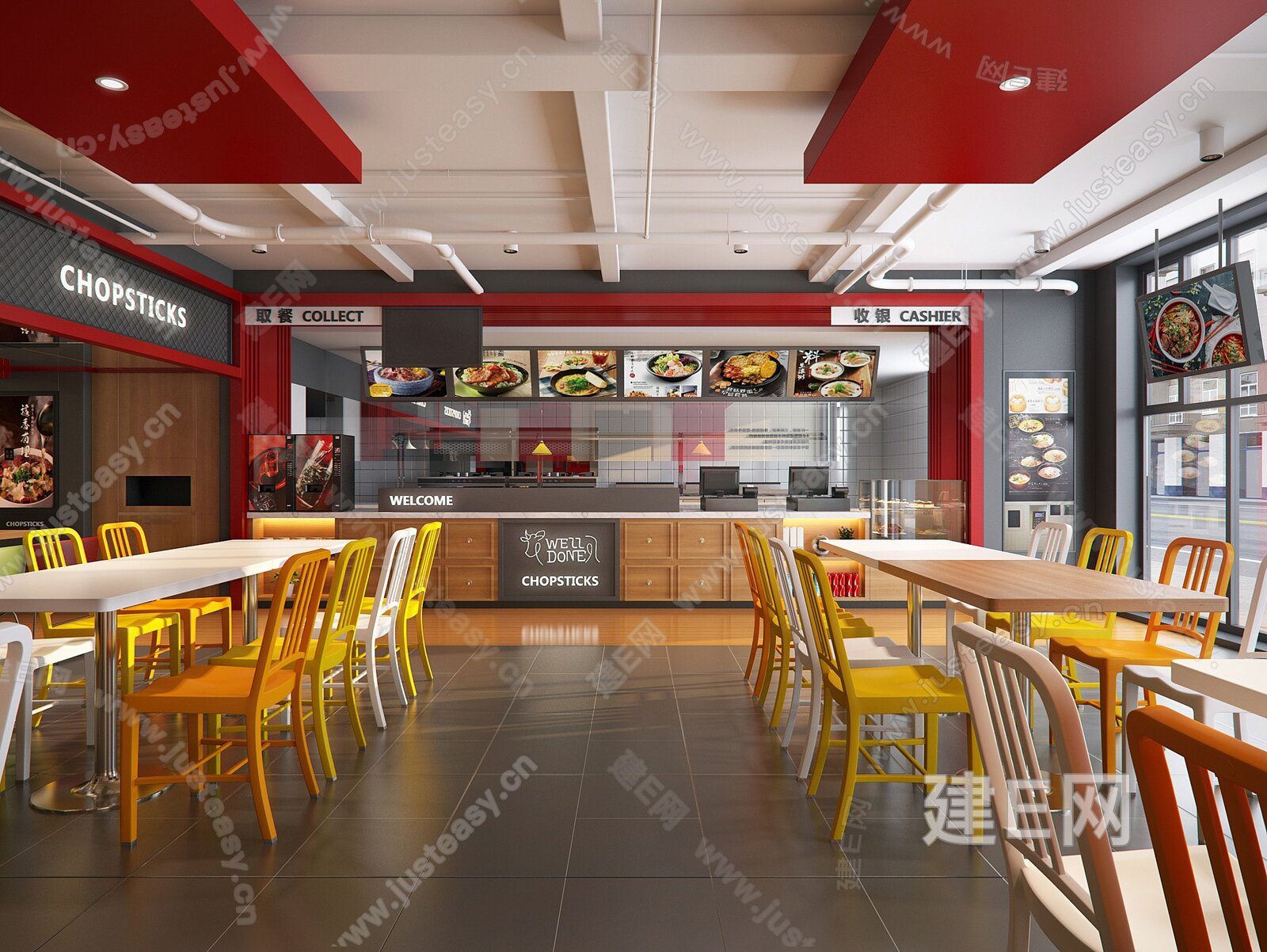 快餐店|空间|室内设计|一九九二效果图 - 原创作品 - 站酷 (ZCOOL)