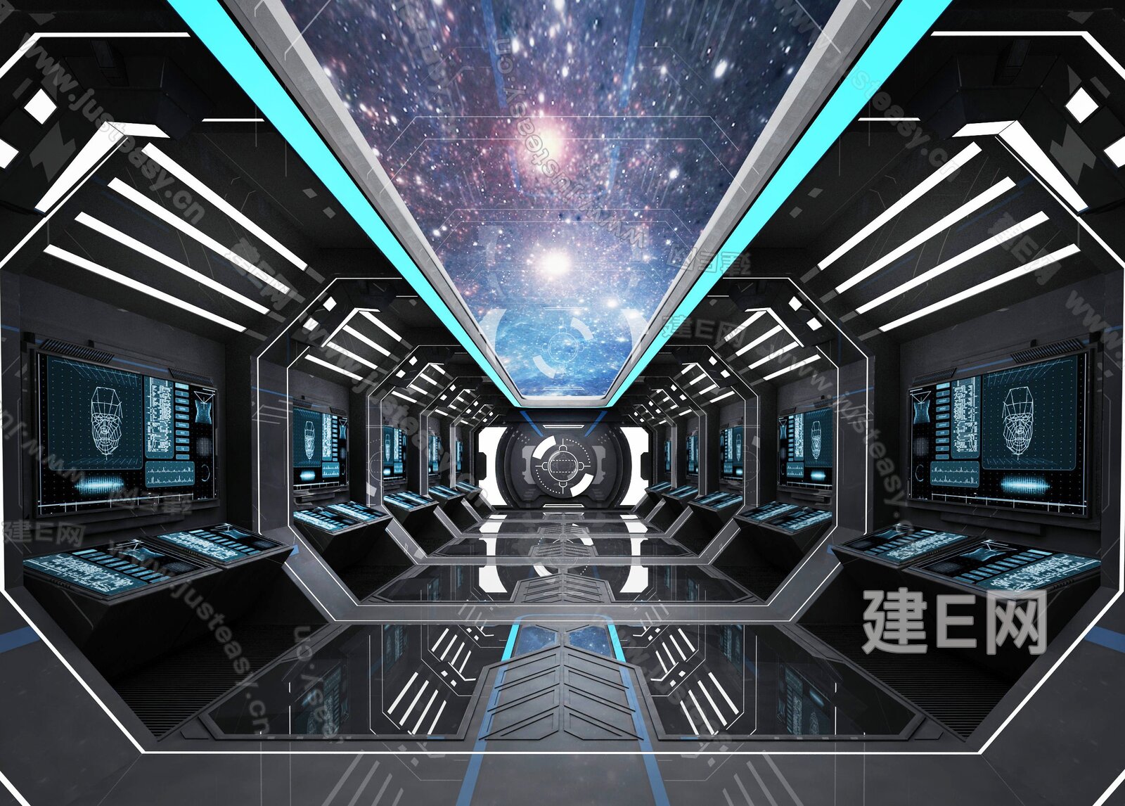 现代科技展厅过道