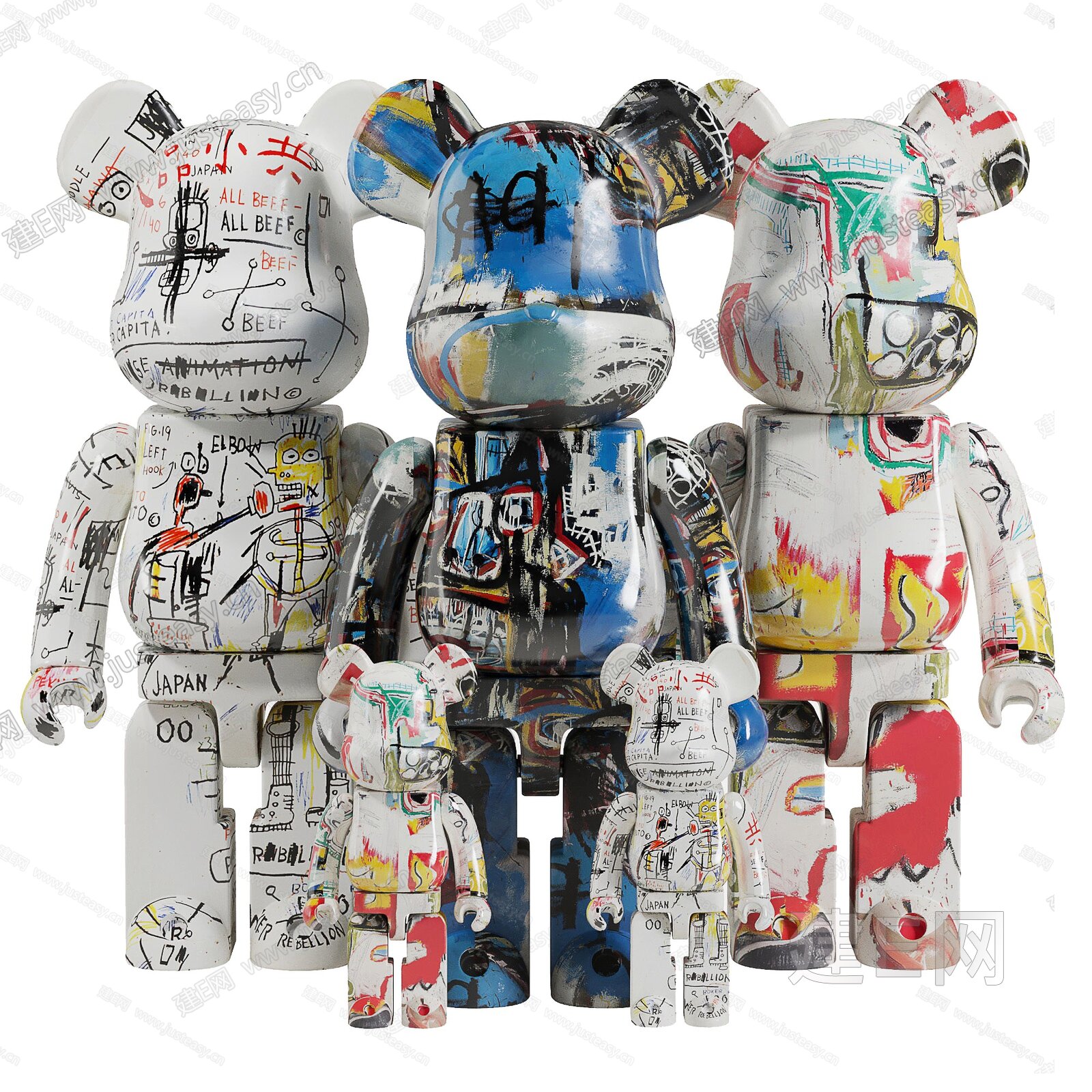 bearbrick 现代涂鸦艺术潮流熊玩偶3d模型