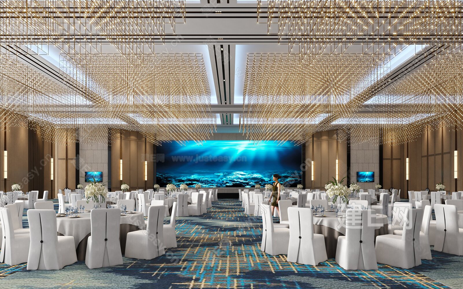 酒店宴会厅三维空间概念设计|三维|建筑/空间|xinLK - 原创作品 - 站酷 (ZCOOL)