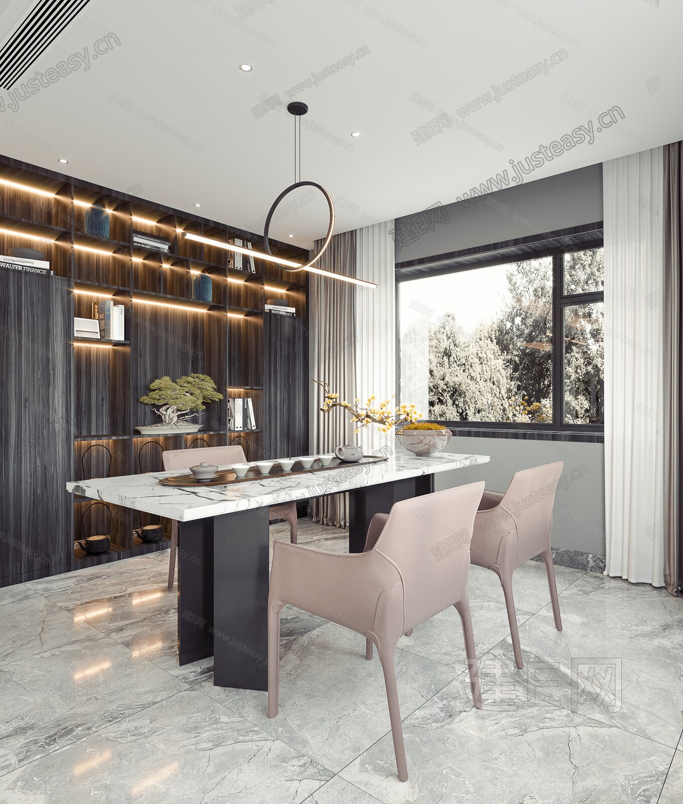 现代轻奢茶室3d模型下载[ID:113133740]_建e网3d模型