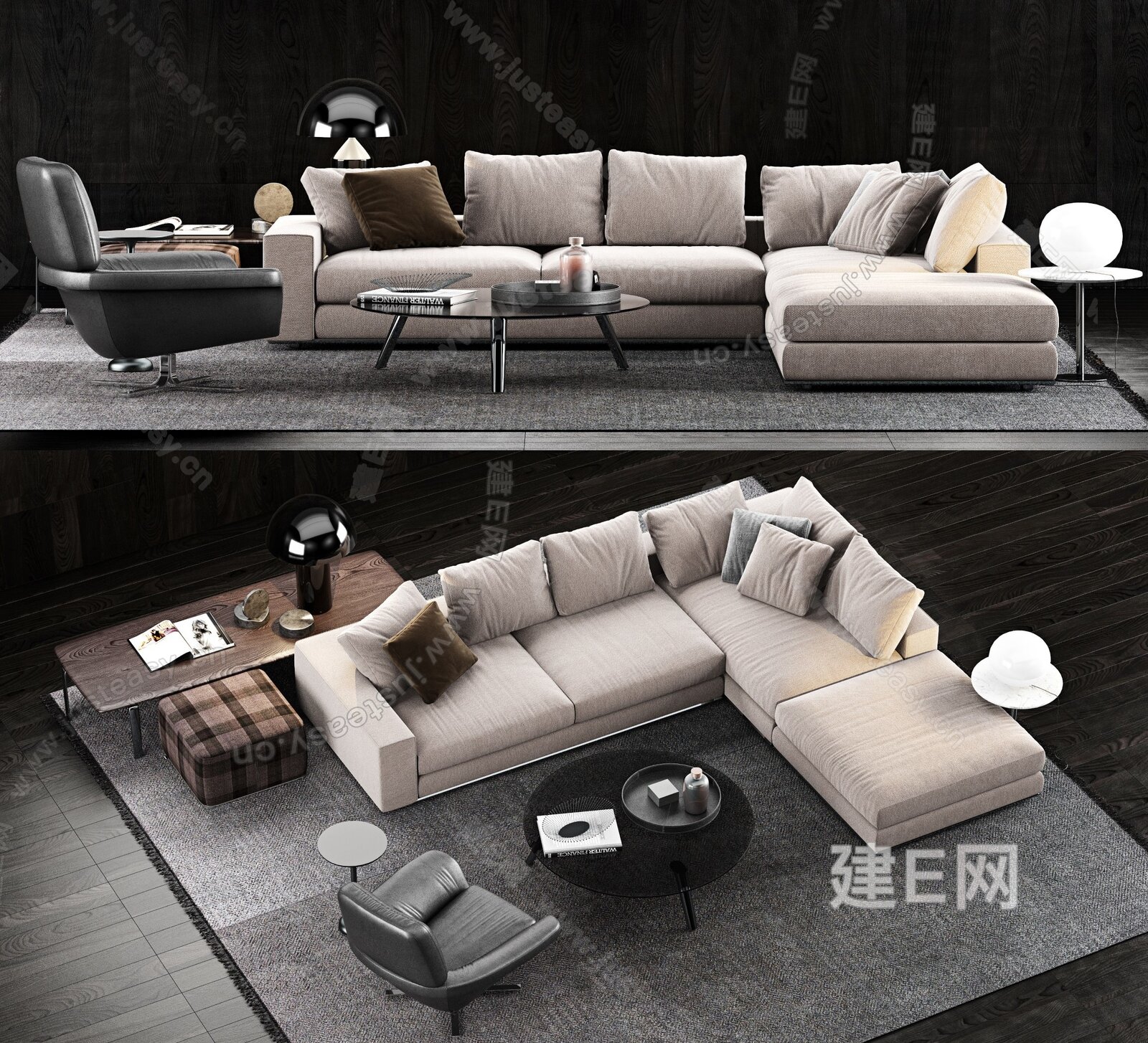 意大利米洛提minotti现代沙发茶几组合