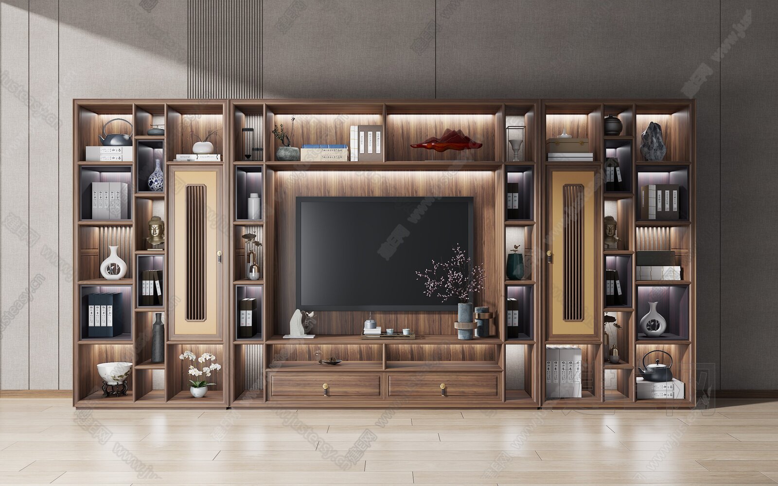 中式组合电视柜 – 设计本装修效果图