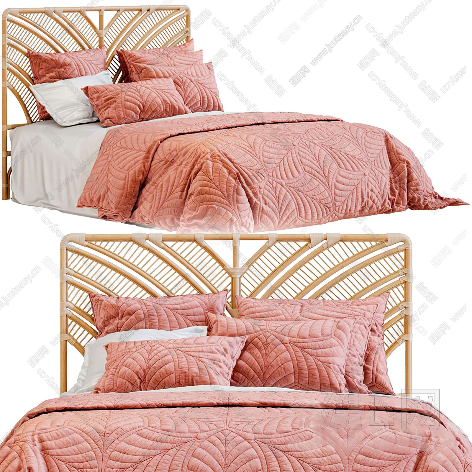现代双人床3d模型下载[ID:106253140]_建e网3d模型