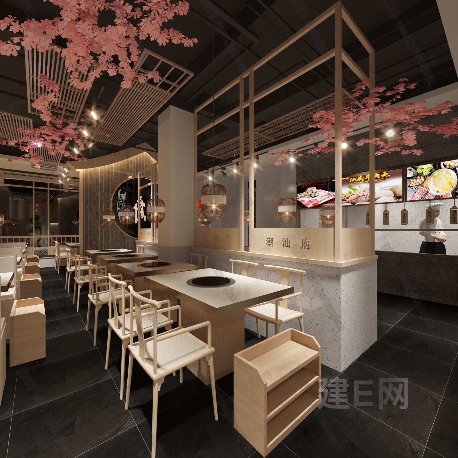 新中式牛肉火锅店3d模型下载[ID:106056553]_建e网3d模型