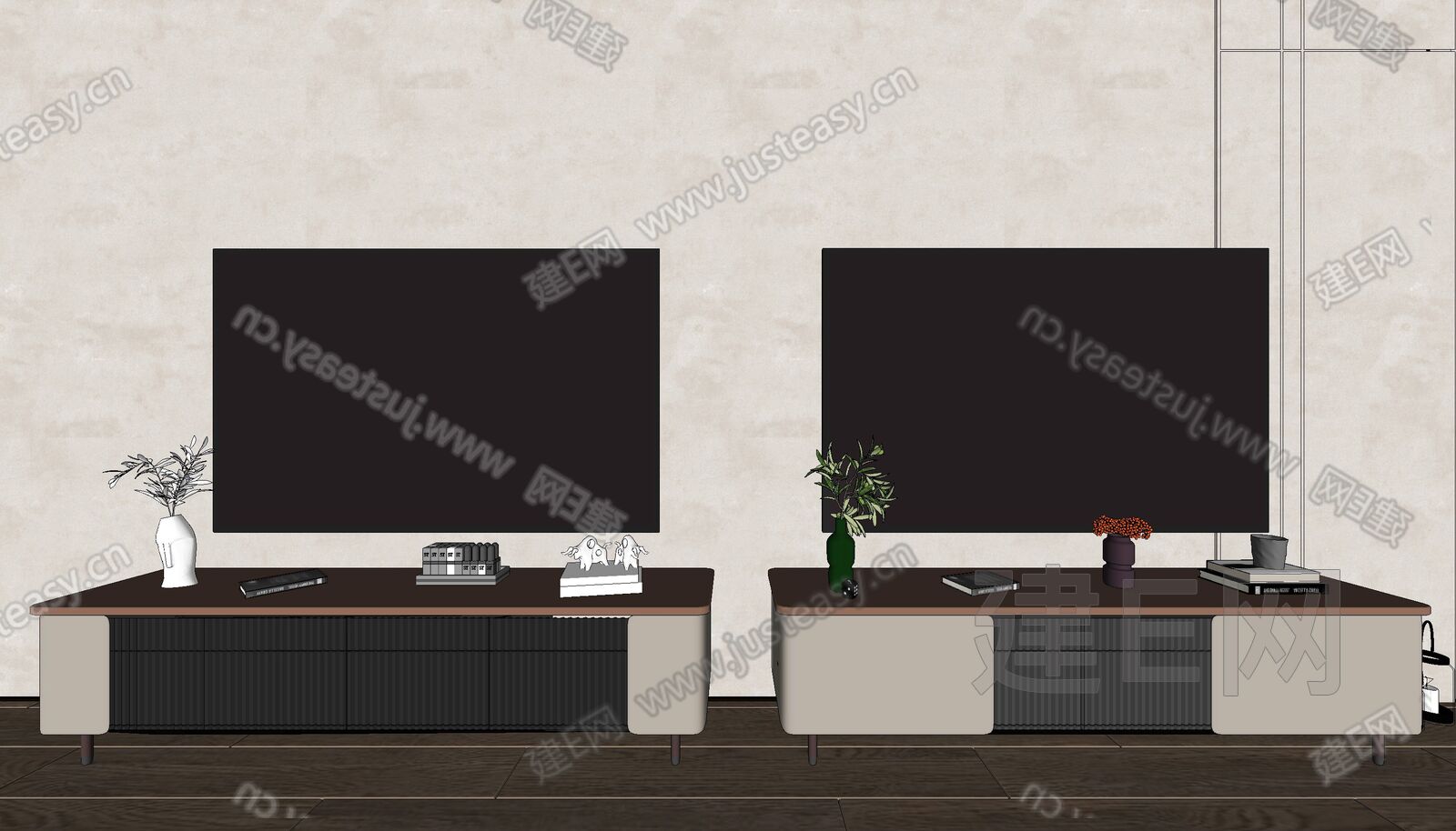 现代电视柜-sketchup模型_sketchup模型库_建E室内设计网!