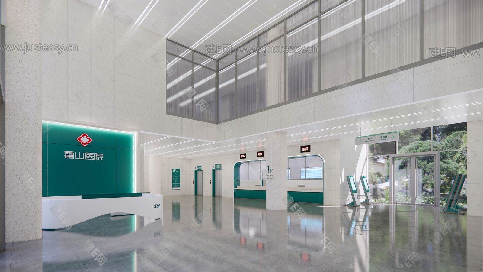 现代医院大厅模型SU模型下载[ID:100681176]_建e网su模型