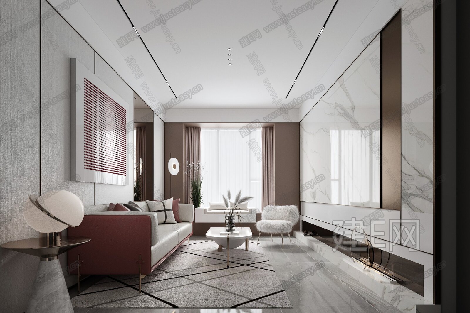 大研建筑 现代轻奢客厅3d模型
