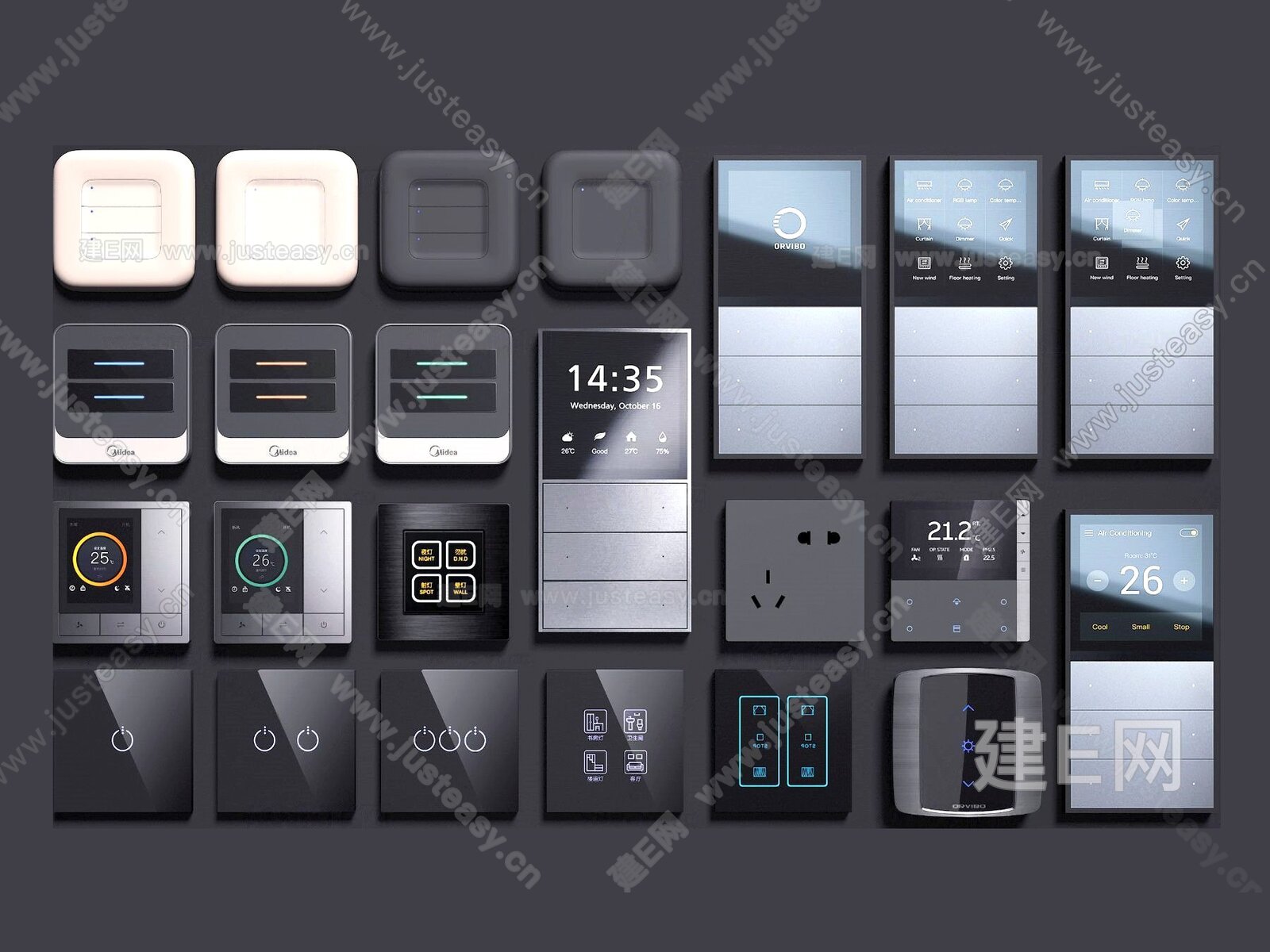 现代智能开关插座面板3d模型