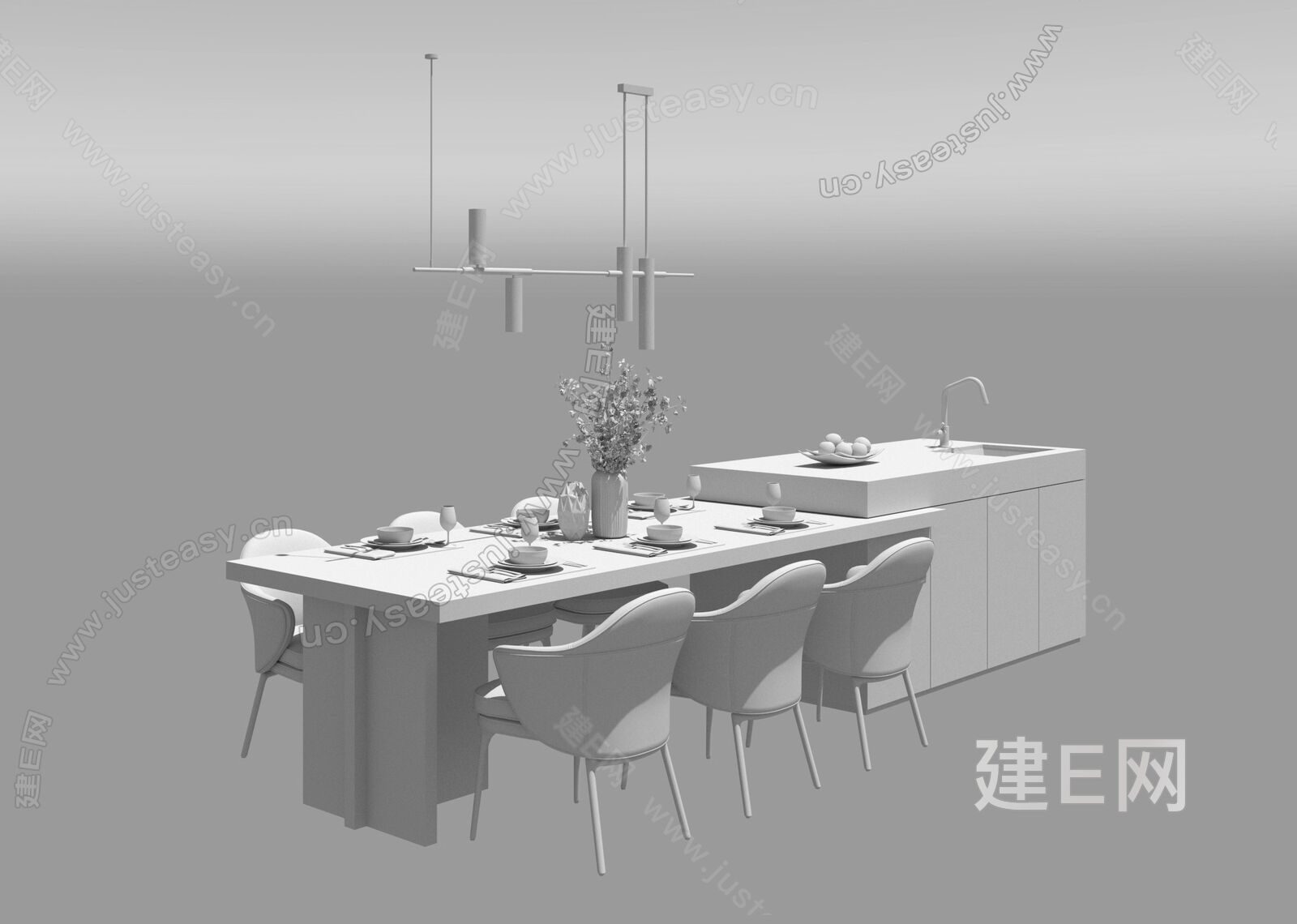 minotti |米洛提 现代餐桌椅模型SU模型下载[ID:101205462]_建e网su模型