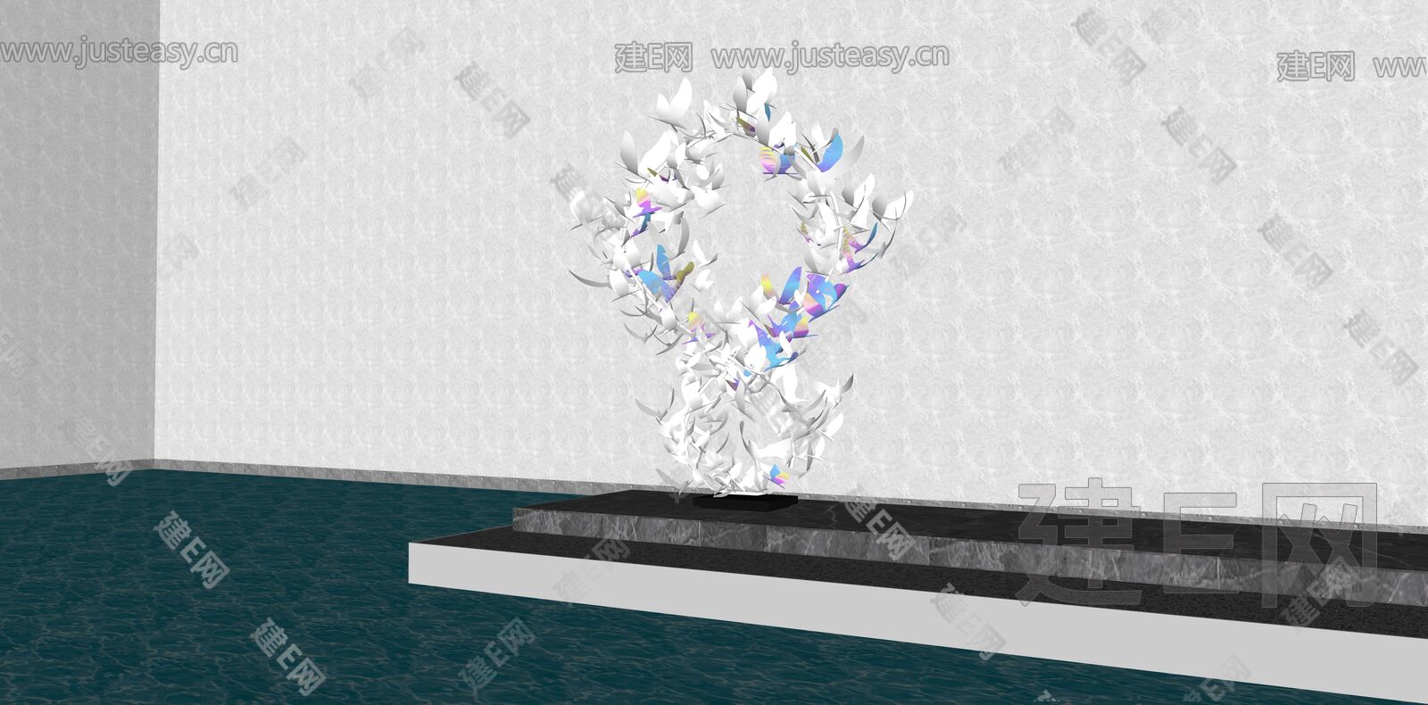 现代水景雕塑小品模型SU模型下载[ID:102712597]_建e网su模型