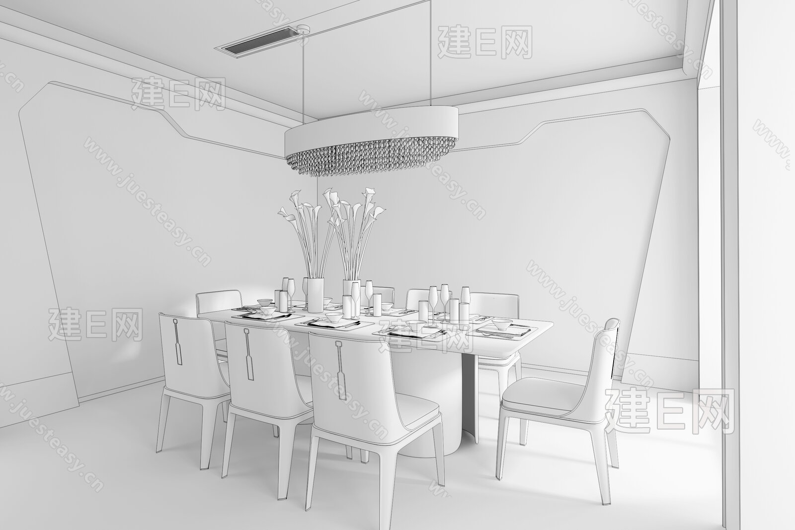 艺居软装设计 现代餐厅3d模型