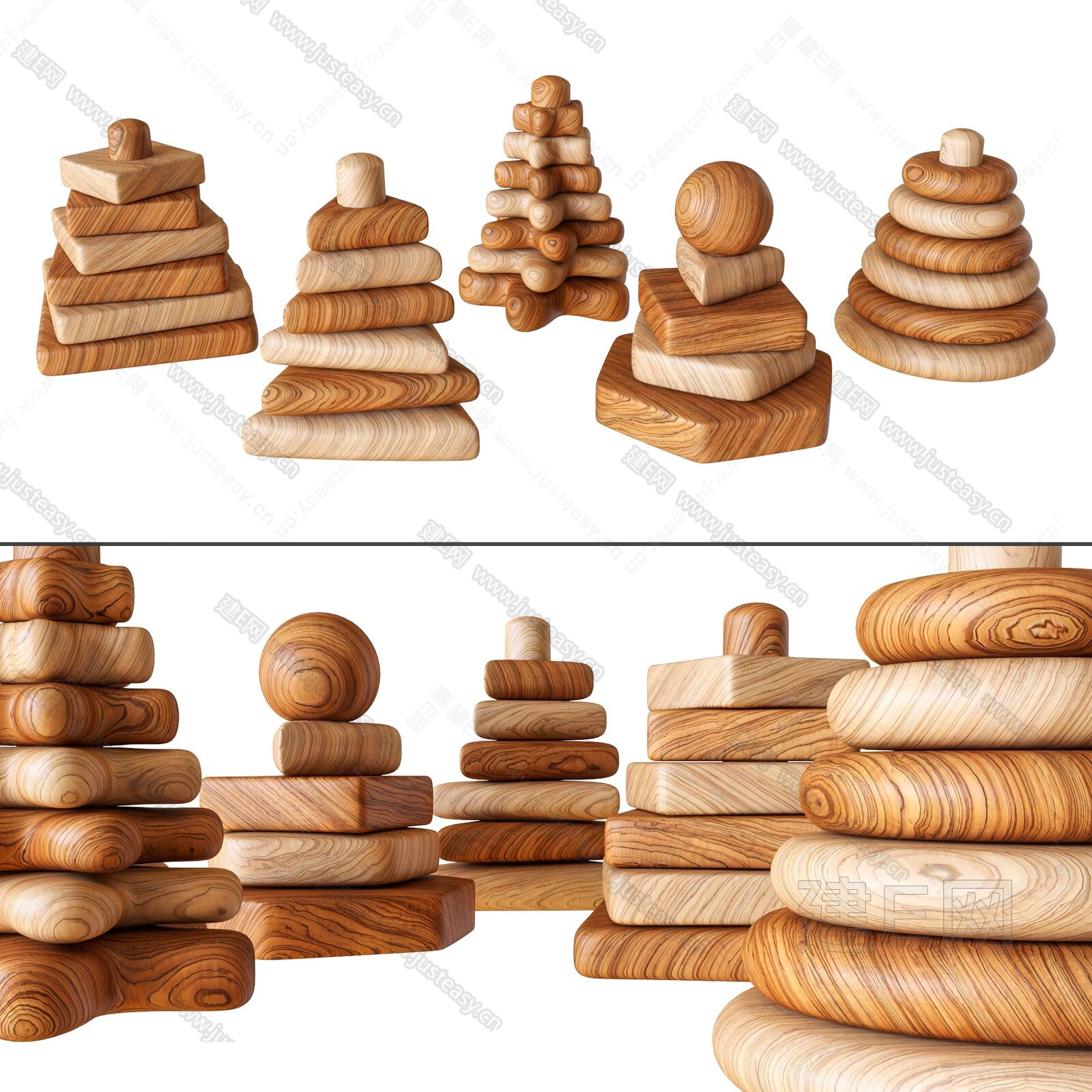 现代积木儿童玩具3d模型下载