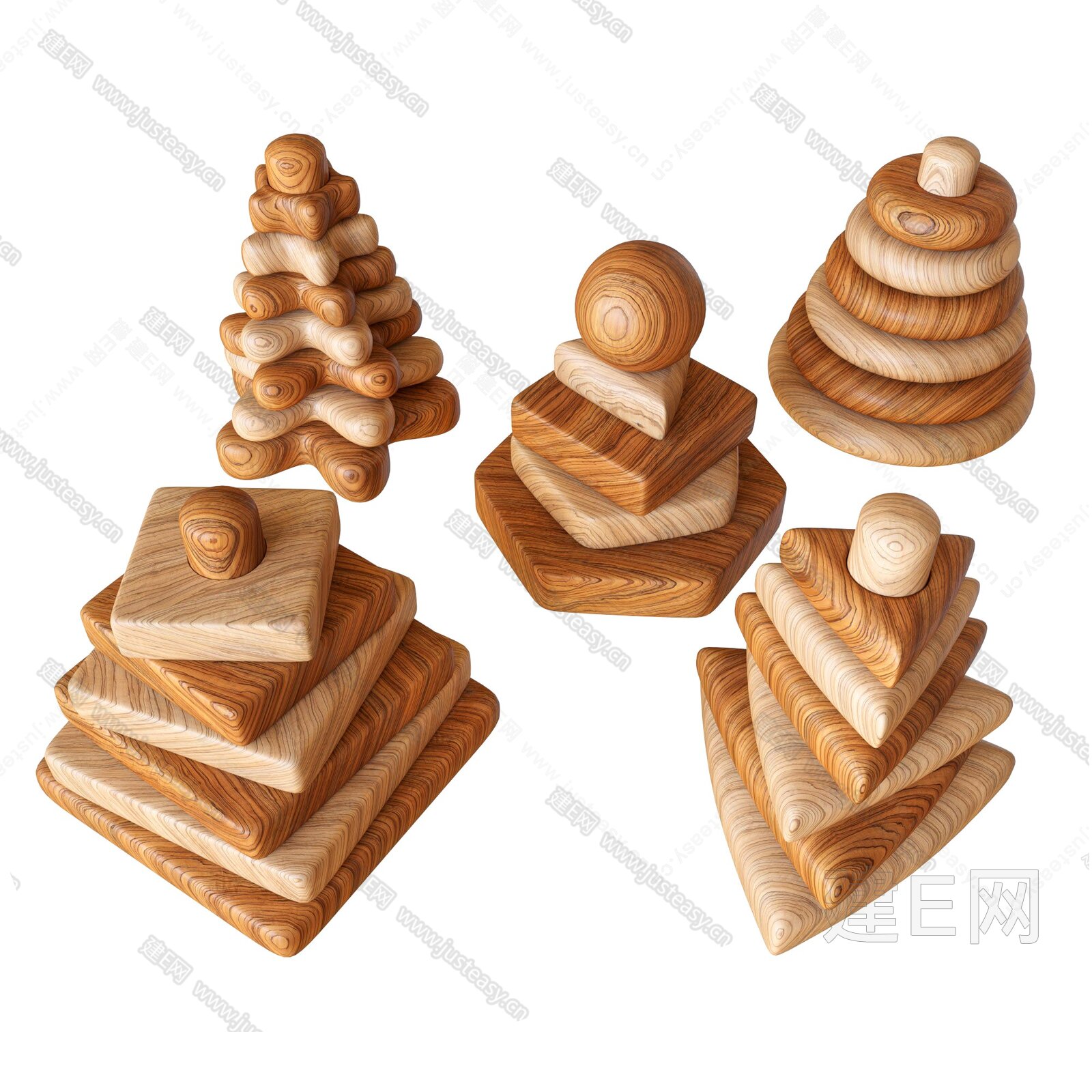 现代积木儿童玩具3d模型下载