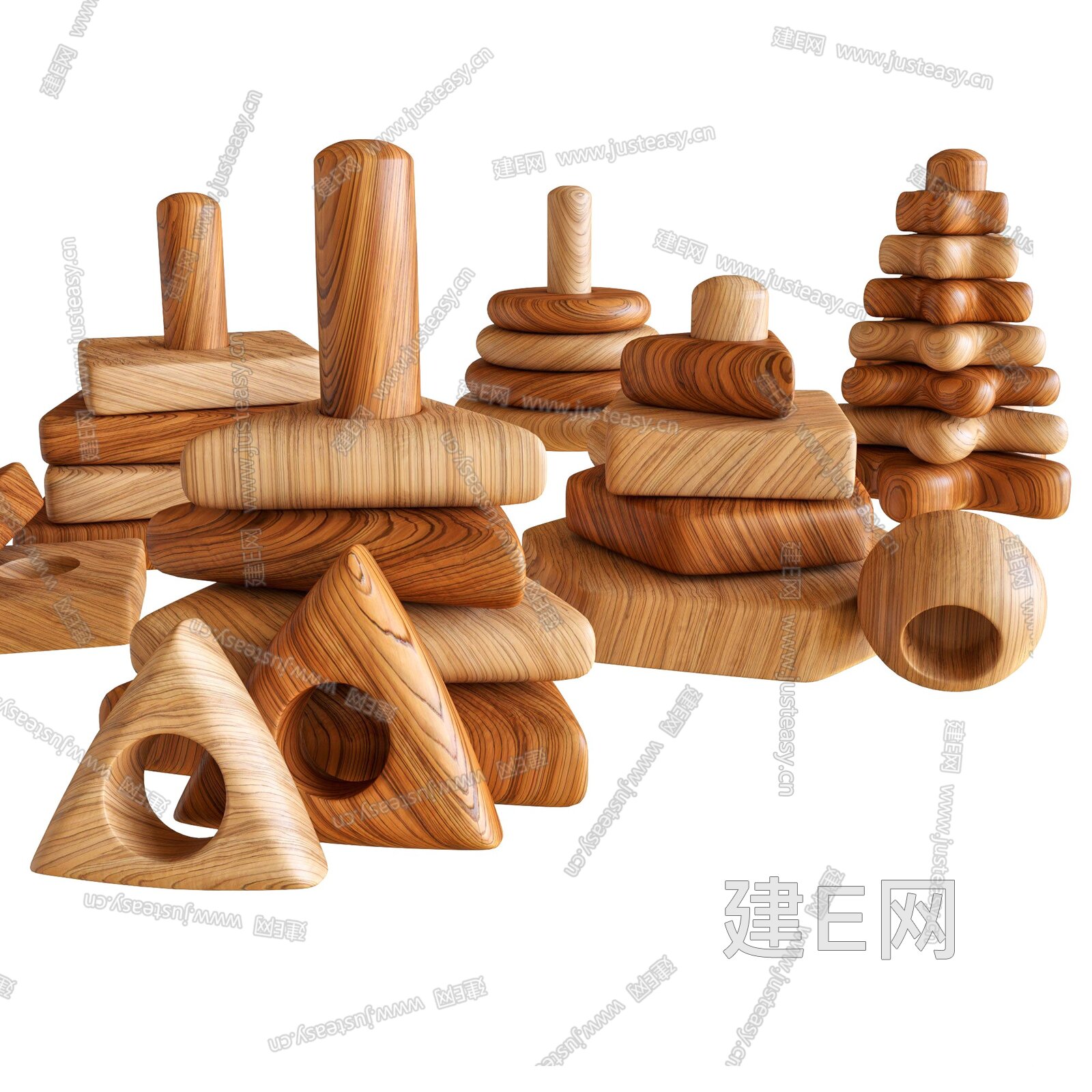 现代积木儿童玩具3d模型下载