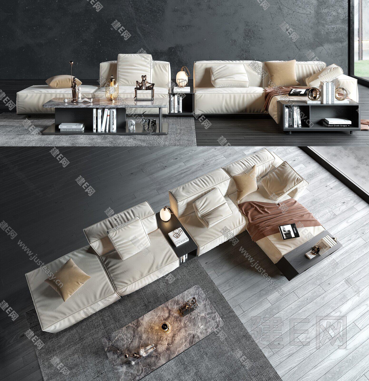 意大利 米洛提 minotti 现代沙发茶几组合3d模型