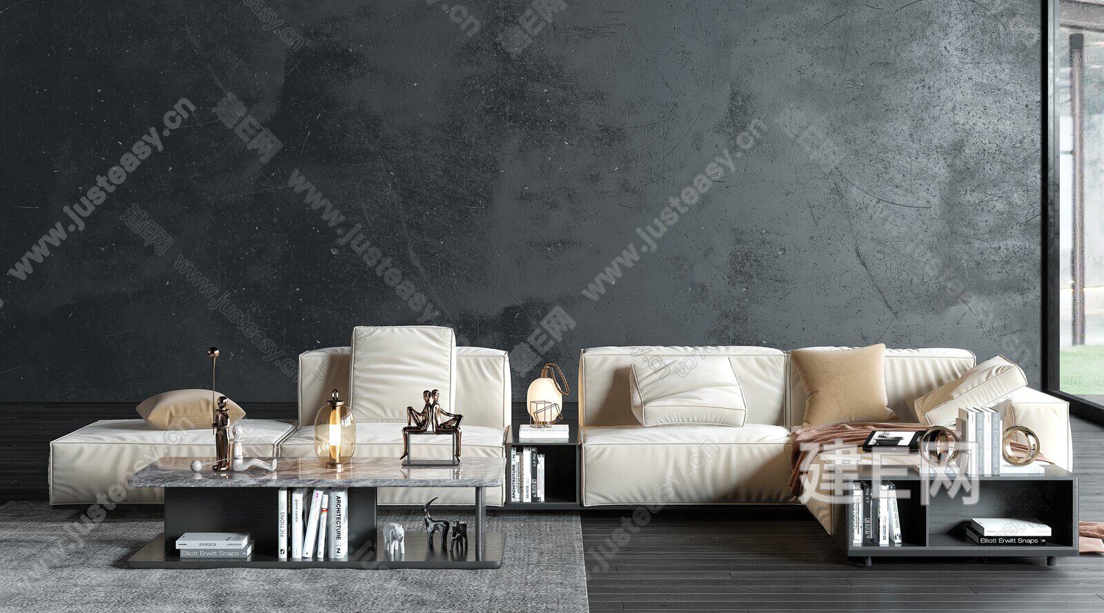 意大利 米洛提 minotti 现代沙发茶几组合3d模型
