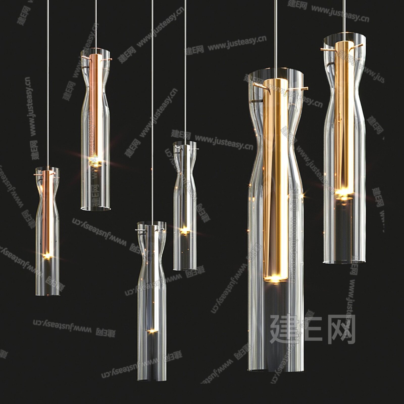 Gallotti & Radice 现代金属玻璃吊灯3d模型
