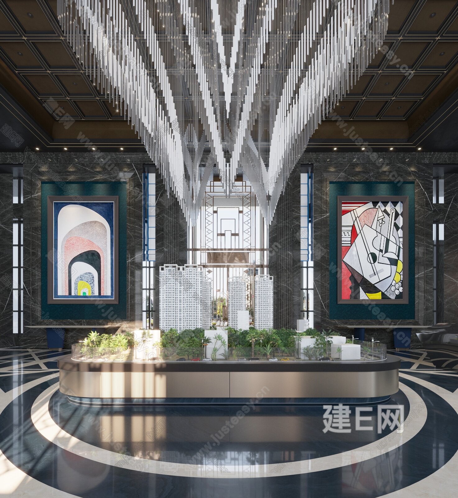 【新中式售楼处沙盘区3d模型】建E网_新中式售楼处沙盘区3d模型下载[ID:104549192]_打造3d新中式售楼处沙盘区模型免费下载平台
