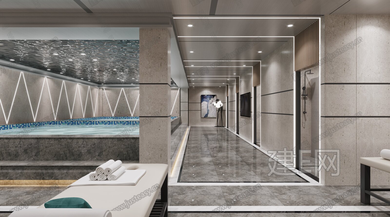 新中式洗浴中心3d模型下载[ID:114051881]_建e网3d模型